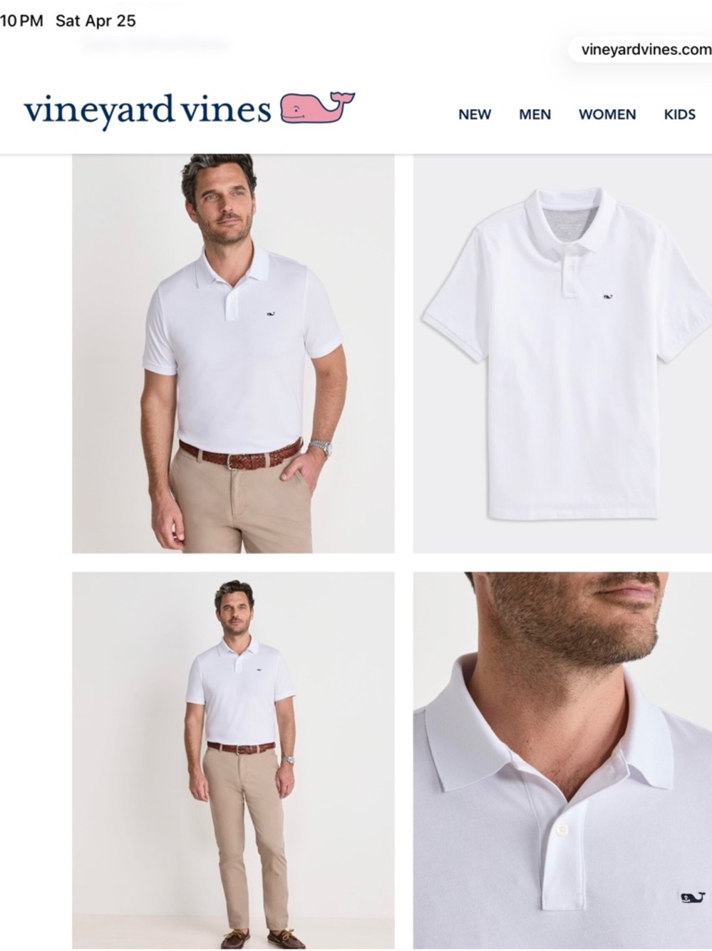 Vineyard Vines White Men’s Polo with Whale Logo